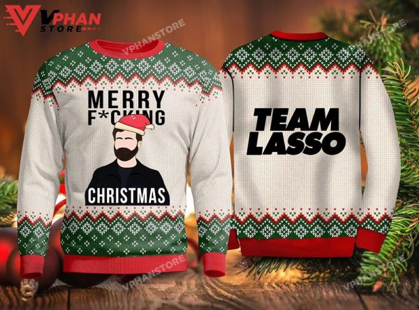 Merry Fuking Team Lasso Ugly Christmas Sweater