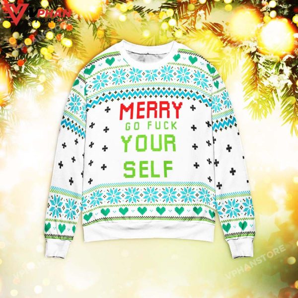 Merry Go Fck Yourself Ugly Christmas Sweater, Trendy Christmas Sweater