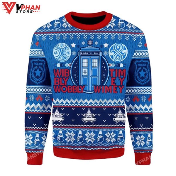 Merry Xmas Blue Red A Timey Wimey Ugly Sweater