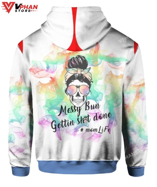 Messy Bun Gettin Shit Done Mom Life 3D Shirt, Retro Vintage Sweater