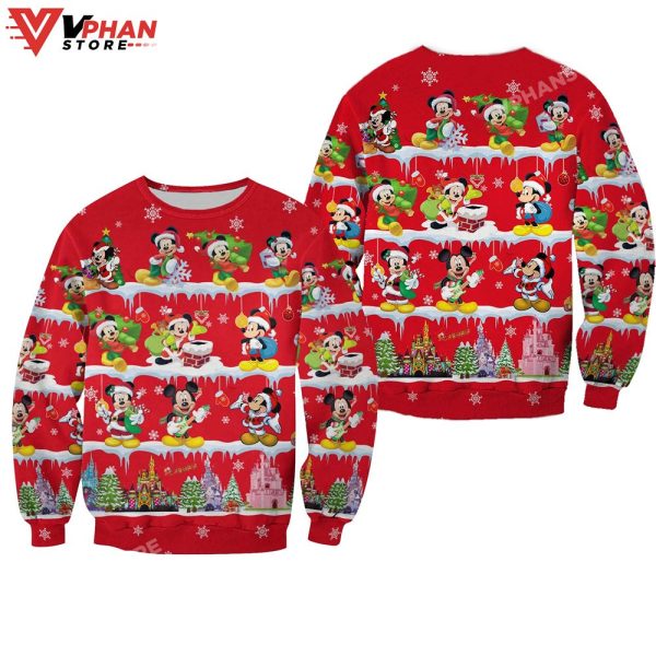 Mickey Mouse Pattern Xmas Red 2023 Ugly Christmas Sweater