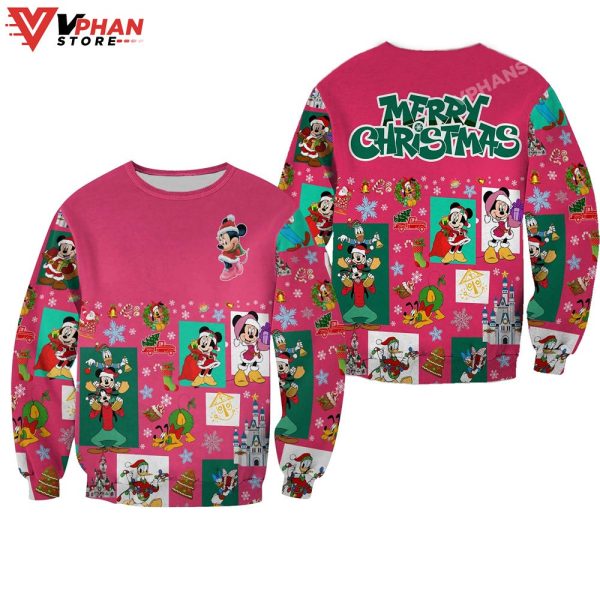 Minnie Mouse Pattern Xmas Pink 2023 Christmas, Ugly Christmas Sweater