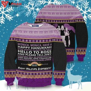 Monica Happy Hanukkah Wool Knitted All Over Print Sweater 1