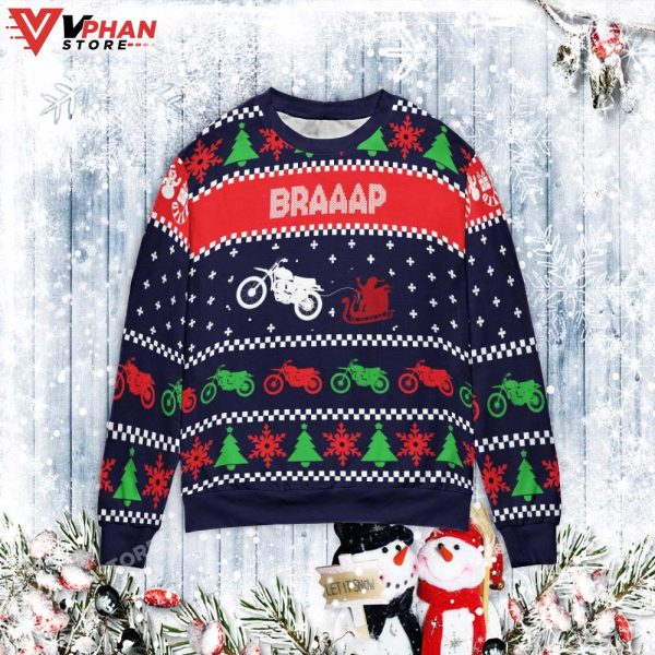 Motorbike Braaap Ugly Christmas Sweater, Vintage Sweater