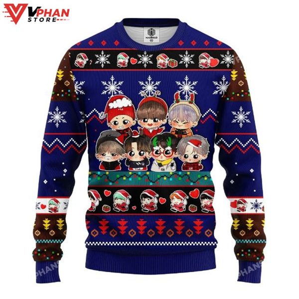 Music Band Merry Xmas Chibi Bts Ugly Christmas Sweater