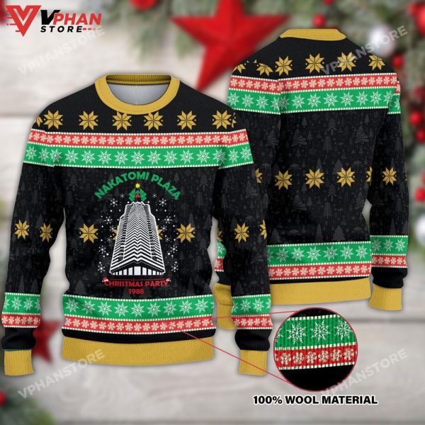 Nakatomi Plaza Die Hard Design Ugly Christmas Sweater