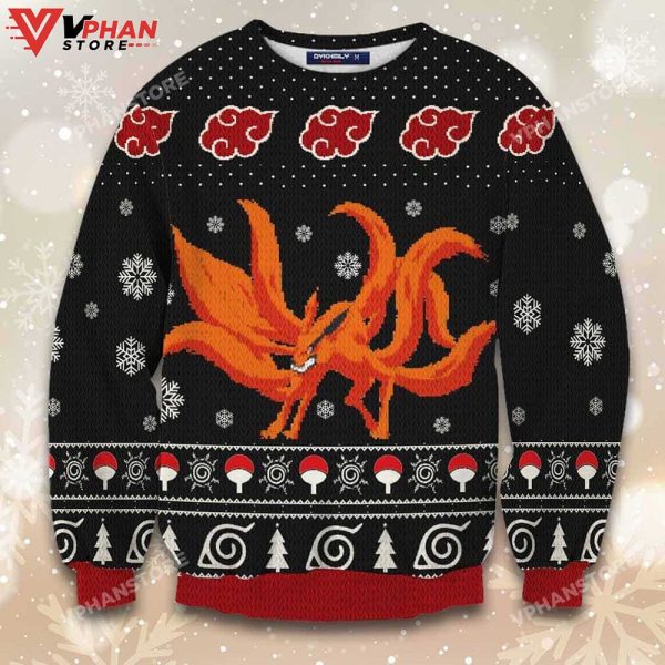 Nine Tailed Fox Kurama Wool Knitted Sweatshirt, Christmas Sweater