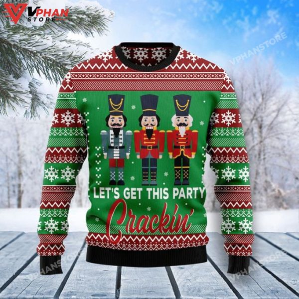 Nutcracker Party Cracking Ugly Christmas Sweater All Over Printed