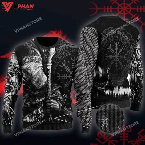 Odin Tattoo Valknut Viking Ugly Christmas Sweater All Over Printed