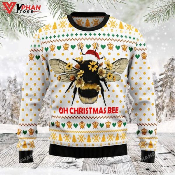 Oh Christmas Bee Christmas Sweater All Over Printed