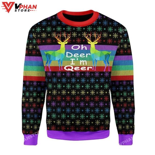 Oh Deer I’m LGBT 3D Sweatshirt Ugly Christmas Sweater