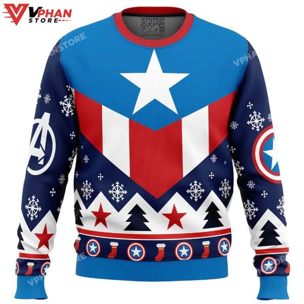 Old School Captain America Christmas Ugly Sweater