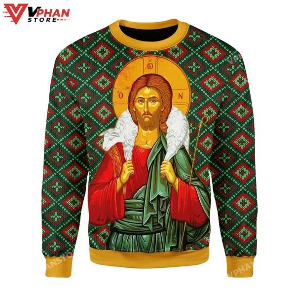 Orthodox Jesus Christ Ugly Christmas Sweater All Over Printed