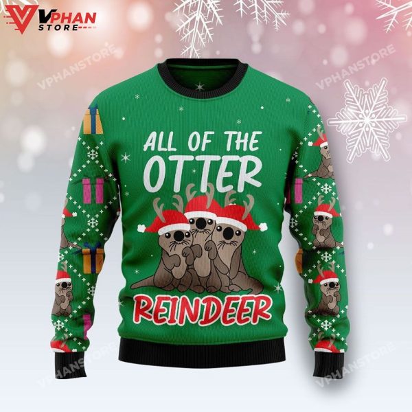 Otter Reindeer All Over Printed Sweater