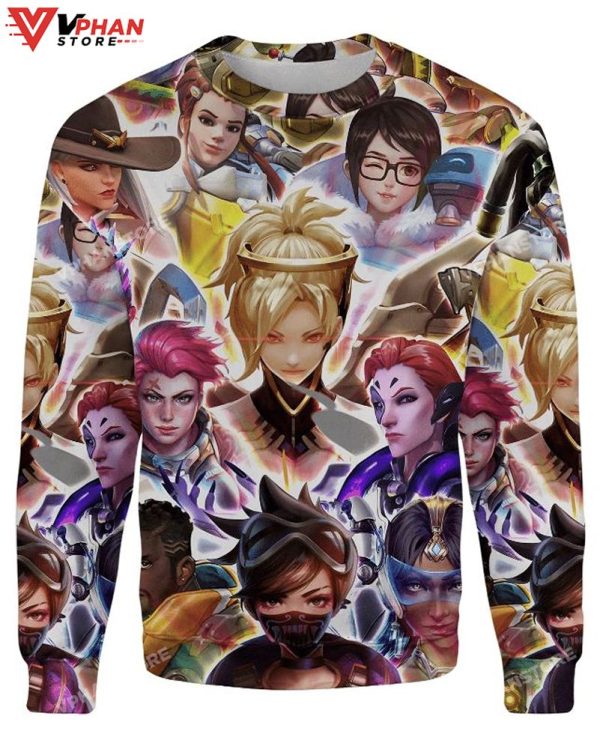 Overwatch Characters Ugly Christmas Sweater All Over Printed