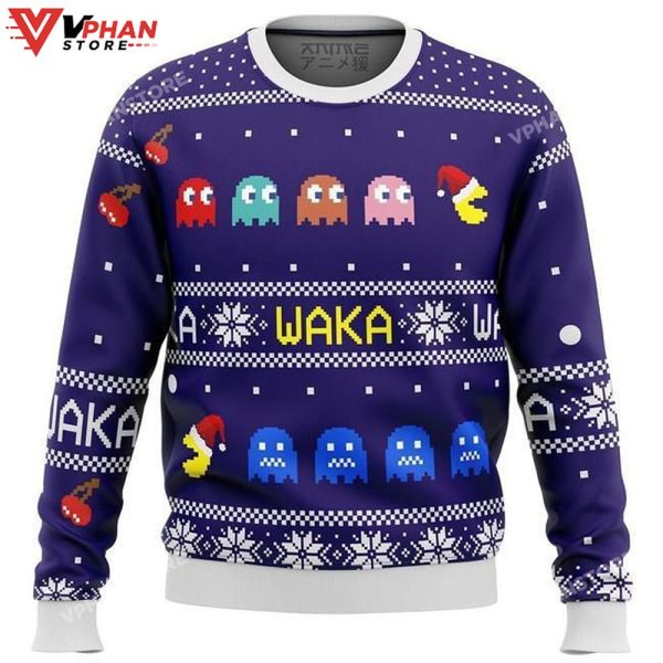 Pacman Waka Waka Ugly Christmas Sweater All Over Printed