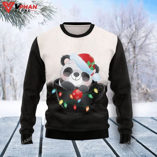 Panda Cup Ugly Christmas Sweater All Over Printed