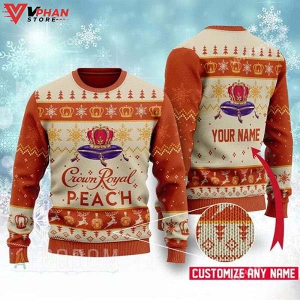 Peach Crown Royal Personalized Xmas Ugly Christmas Sweater