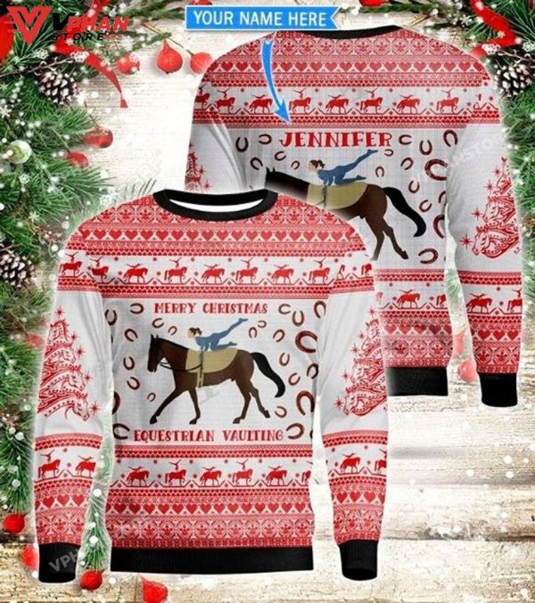 Personalized Christmas Day’s Equestrian Vaulting Ugly Sweater