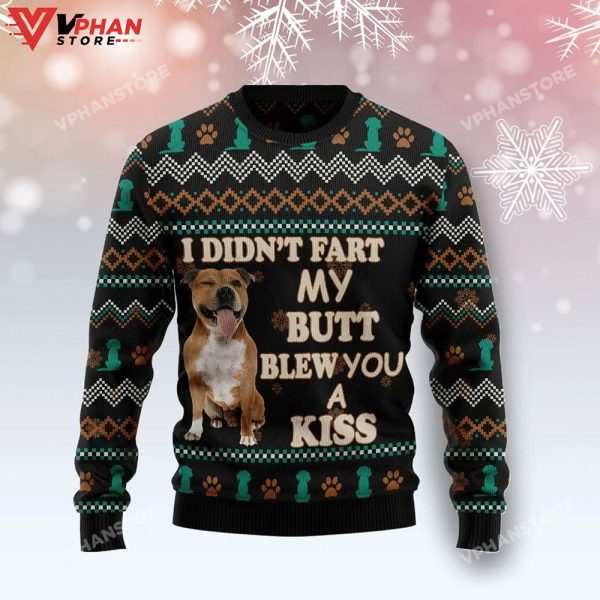 Pit Bull A Kiss 3D Sweater, Ugly Christmas Sweater