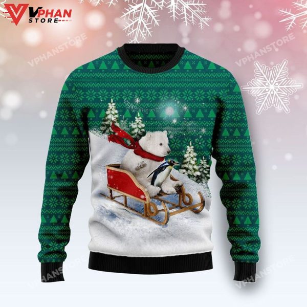 Polar Bear Ice All Over Printed Ugly Christmas Sweater