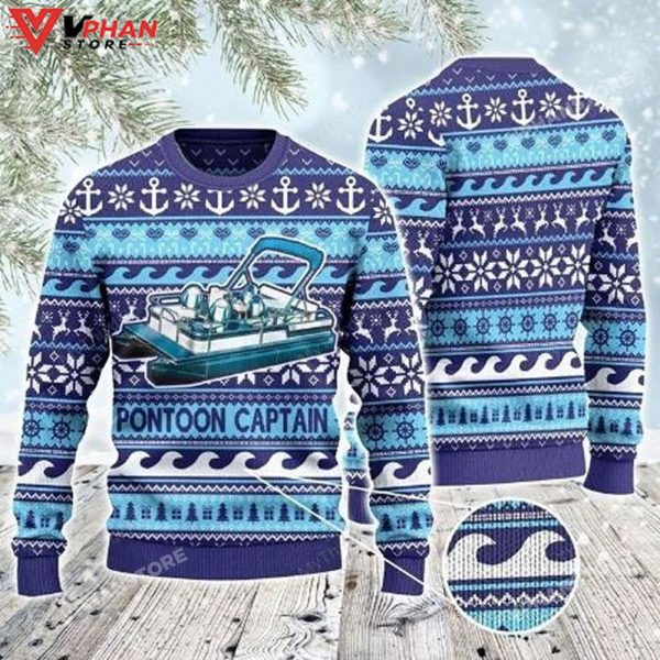 Pontoon Captain Wool Knitted Ugly Christmas Sweater