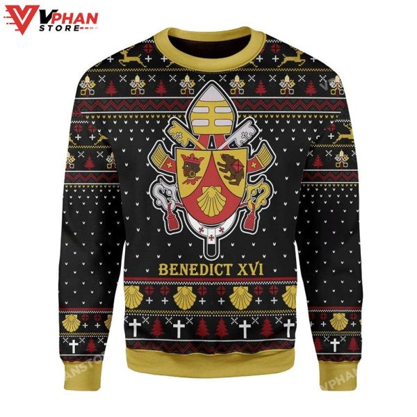 Pope Benedict XVI Coat Of Arms Ugly Christmas Sweater