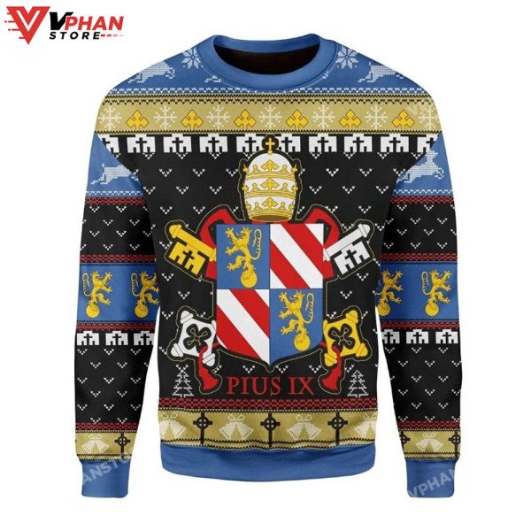 Pope Pius IX Coat Of Arms Ugly Christmas Sweater