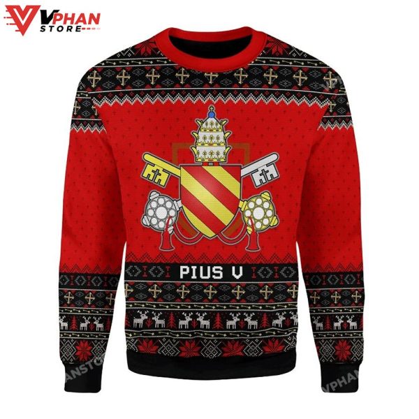 Pope Pius V Christmas 3D Sweatshirt, Ugly Christmas Sweater