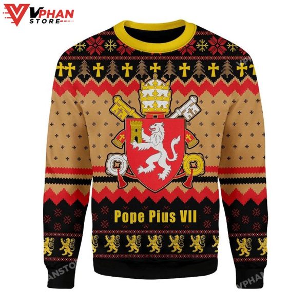 Pope Pius VIII Coat of Arms 3D Sweater, Ugly Christmas Sweater