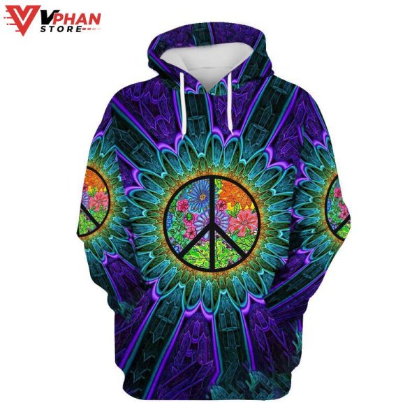 Psychedelic Hippie Peace Hoodie, Vintage Retro Sweatshirt