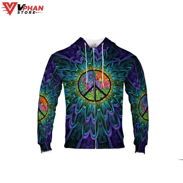 Psychedelic Hippie Peace Hoodie, Vintage Retro Sweatshirt