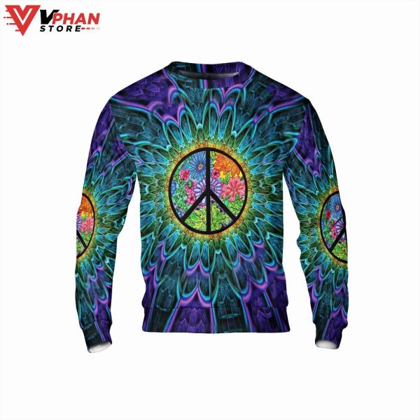 Psychedelic Hippie Peace Hoodie, Vintage Retro Sweatshirt