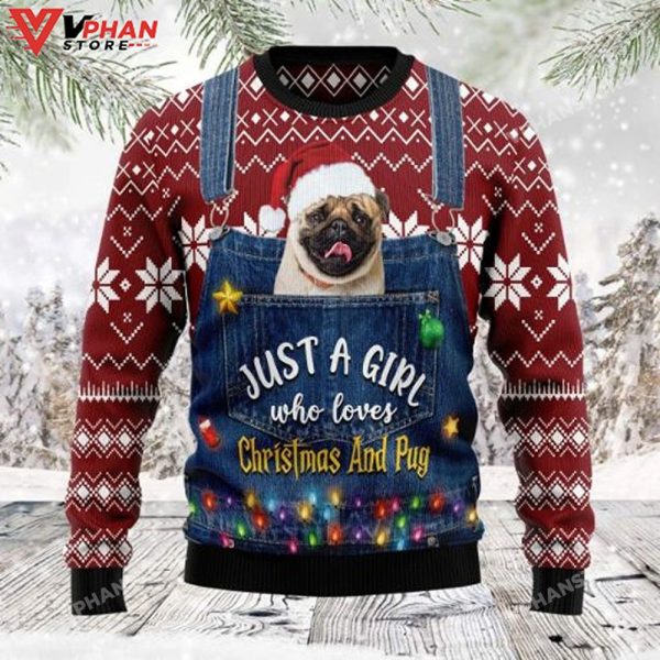 Pug Dog Ugly Christmas Wool Knitted Sweater All Over Print, Christmas Sweater