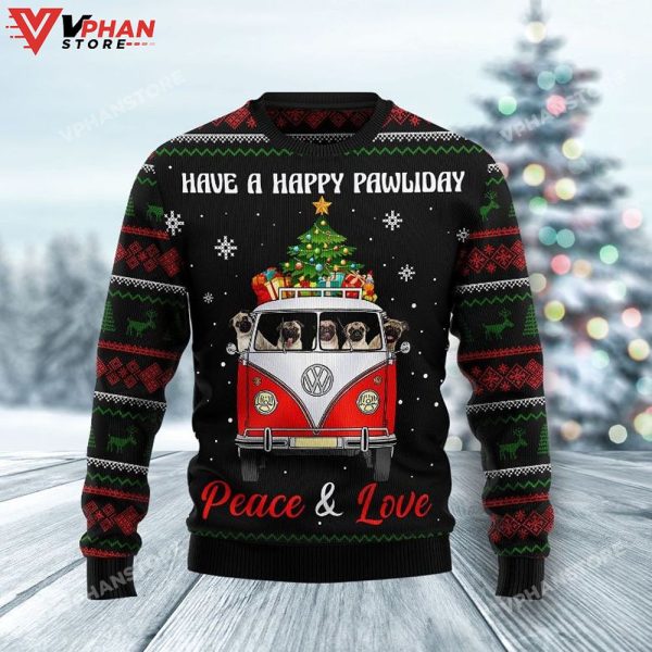 Pug Dogs Carrying Gift Christmas On The Red Car 3D Sweater, Christmas Sweater