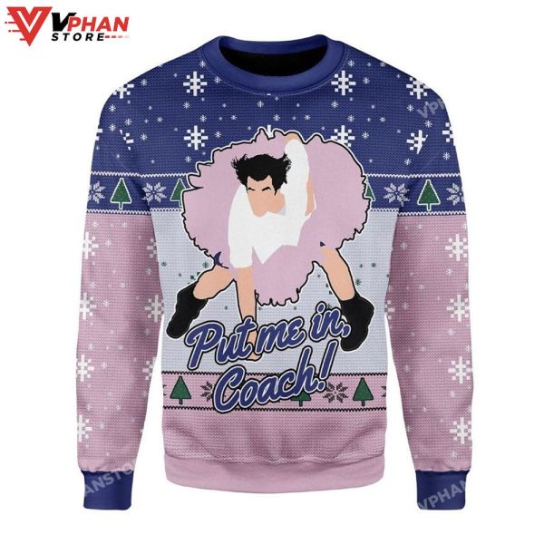 Put Me In Coach All Over Printed Sweater, Ugly Christmas Sweater