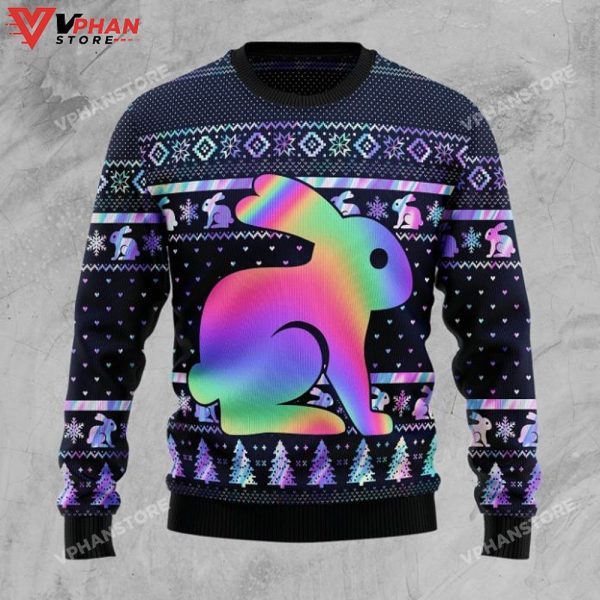 Rabbit Hologram 3D Sweater, Ugly Christmas Sweater