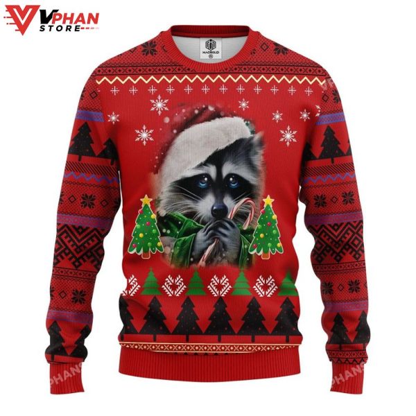 Raccoon Candy 3D Sweater, Ugly Christmas Sweater