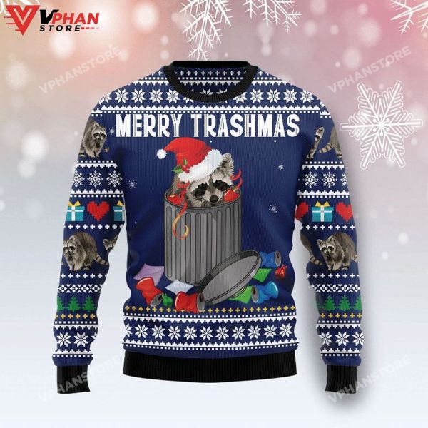 Raccoon Merry Trashmas 3D Sweater, Ugly Christmas Sweater