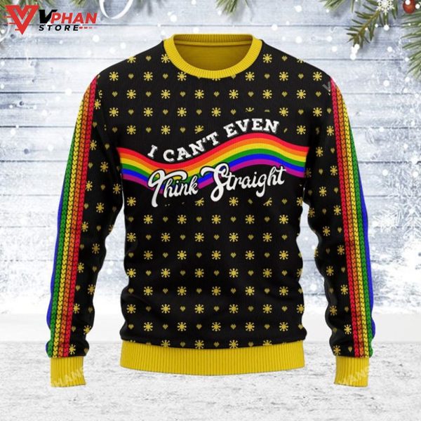 Rainbow LGBT Flag All Over Printed Sweater, Ugly Christmas Sweater