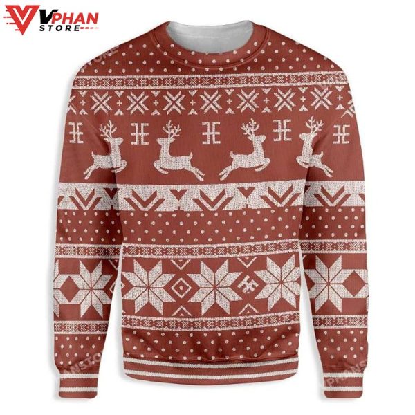 Red And White Reindeer Pattern Christmas 3D Sweater