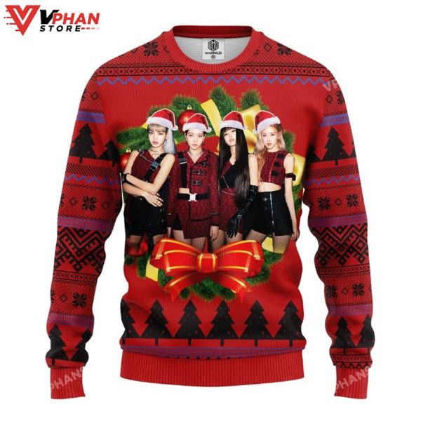 Red Black Pink Music Band Merry Xmas Ugly Christmas Sweater