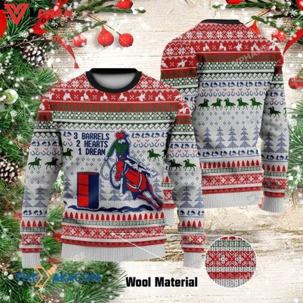 Red Horse Barrel Racing 3D Sweater, Ugly Christmas Sweater