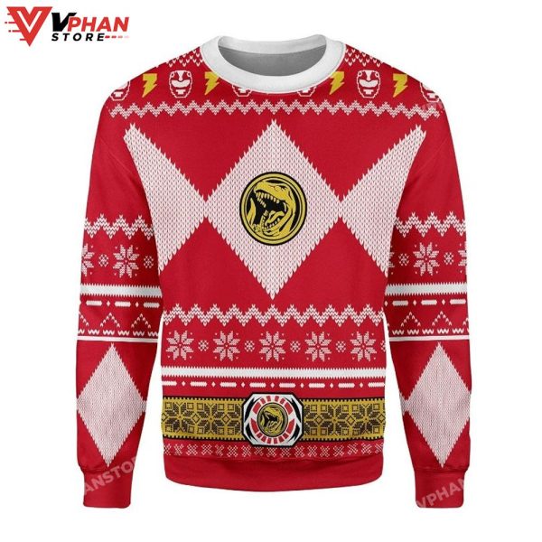 Red Power Ranger 3D Sweater, Ugly Christmas Sweater