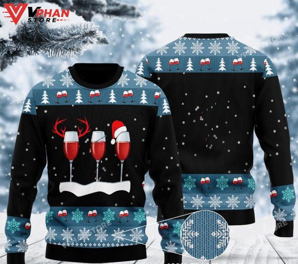 Red Wine All Over Printed Sweater, Christmas Sweater