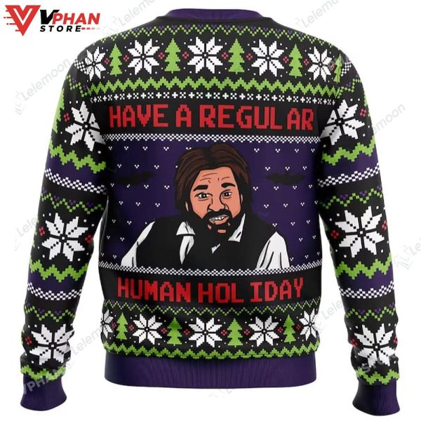 Regular Human Holiday What We Do In The Shadows Ugly Christmas Sweater