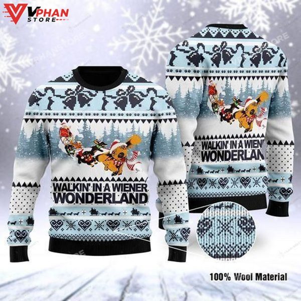 Reindeer Winter Walking In A Wiener Wonderland Christmas Sweater