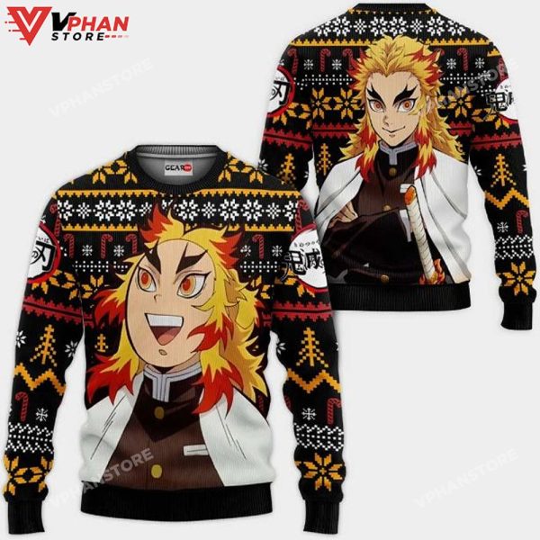 Rengoku Anime Kimetsu Xmas Ugly Christmas Knitted Sweater