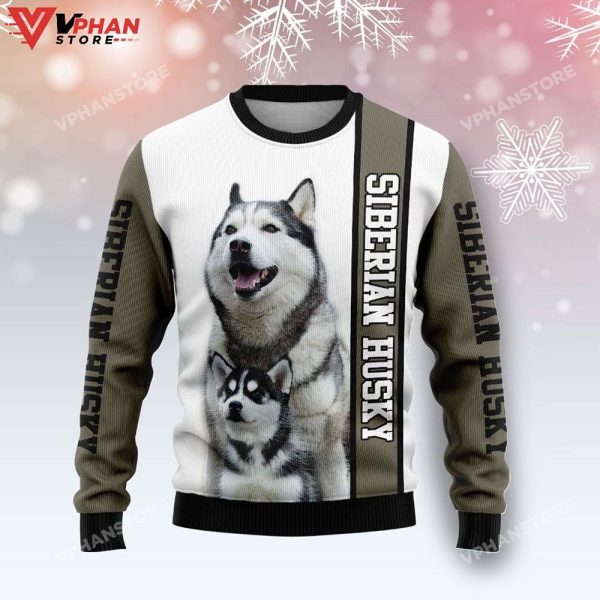 Rescued Siberian Husky All Over Printed Ugly Christmas Sweater