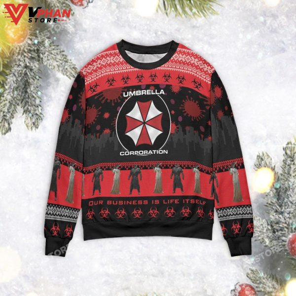 Resident Evil Umbrella Corporation Christmas Sweater, Vintage Christmas Gift